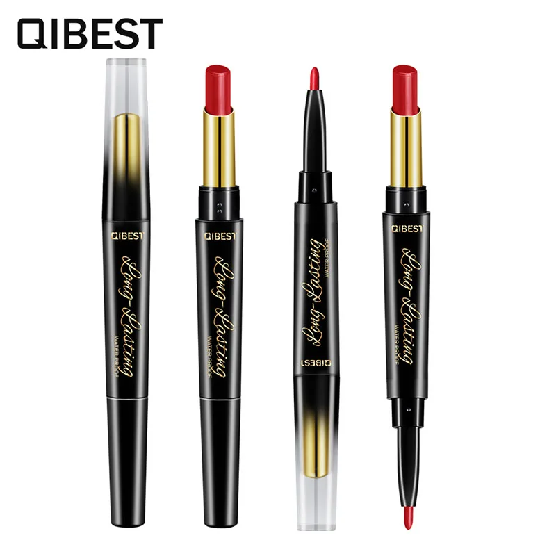 

QIBEST Double Head Lipstick Pen Moisturizes Matte Fog Lipstick& Lipstick Pen Non-staining cup non-fading Rotate Lipstick Pen
