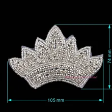 1pc Sew On Crown Patch Iron On Rhinestone Patches Sewing on Crystal Appliques For Bridal Wedding Evening Dress DIY