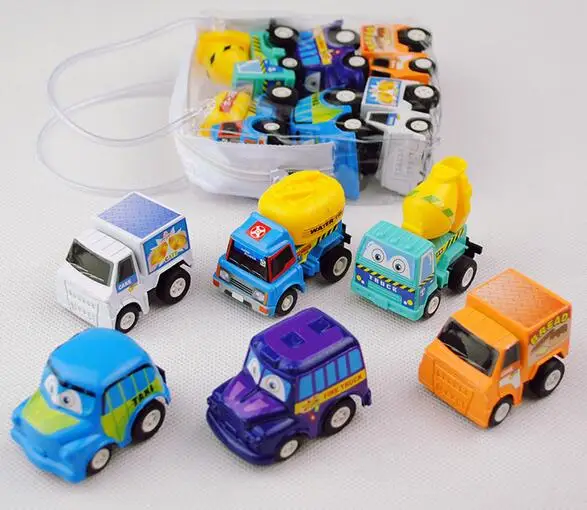 

6pcs/lot Pull Back Car Toys Car Children Racing Car Baby Mini Cars Cartoon Pull Back Bus Truck Kids Toys For Children Boy Gifts