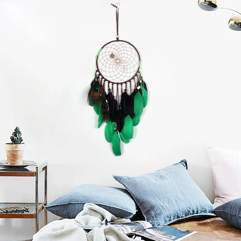 

Indian Handmade Dream Catcher Hanging Decorations Feather for Wall Home Wind Chimes Dreamcather Ornament Drop Craft Gifts