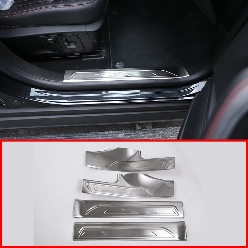4Pcs Stainless Steel Black and Silver Door Sill Scuff Plates Protector Cover Trim For Maserati Levante Car Accessories