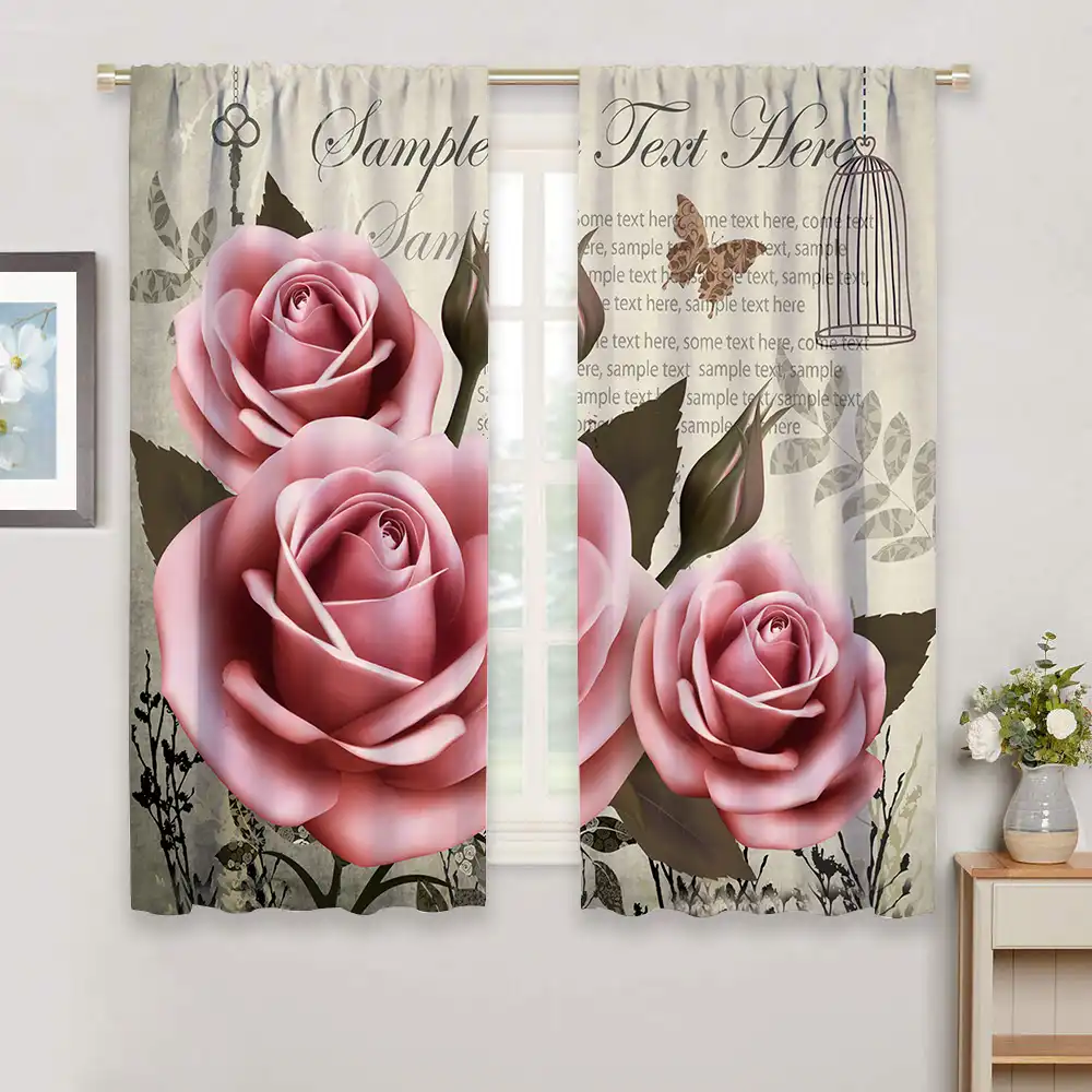 Miracille Pink Floral Curtains For Living Room Bedroom Window