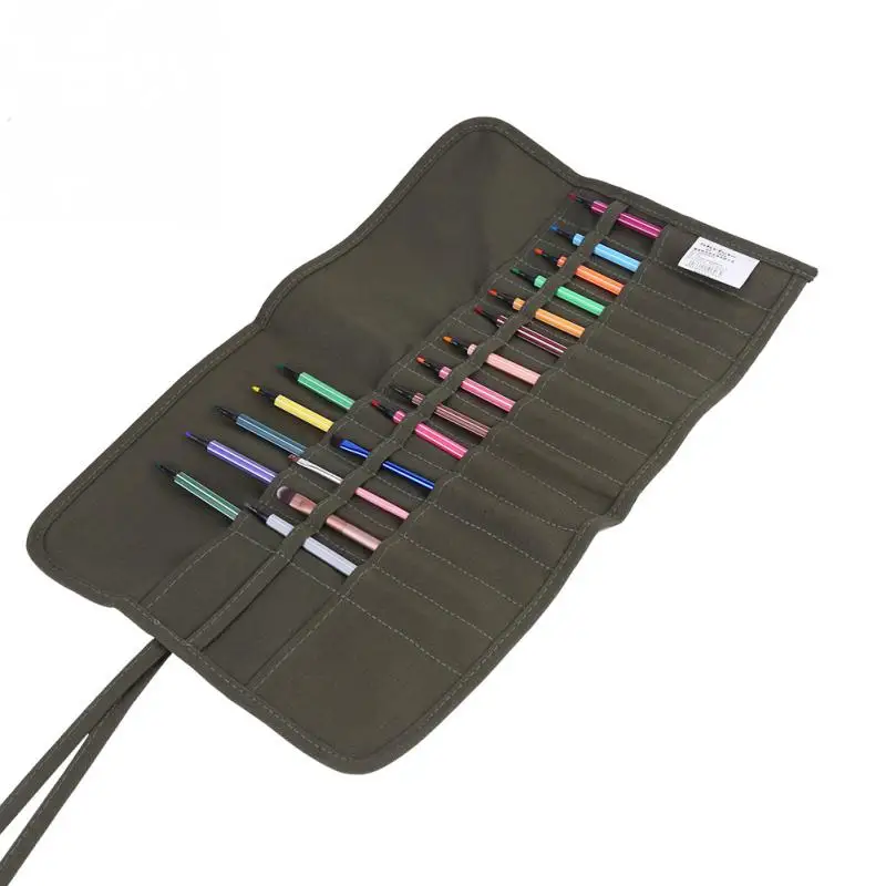 

30 holes Roll Up Canvas Paint Brush Bag Artist Draw Pen Watercolor Oil Brushes Case New Larger Capactive