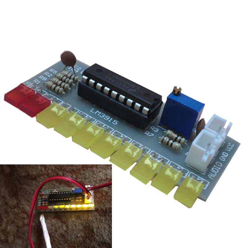 LM3915 аудио индикатор уровня Diy Kit 10 Led Звук Аудио анализатор спектра комплект