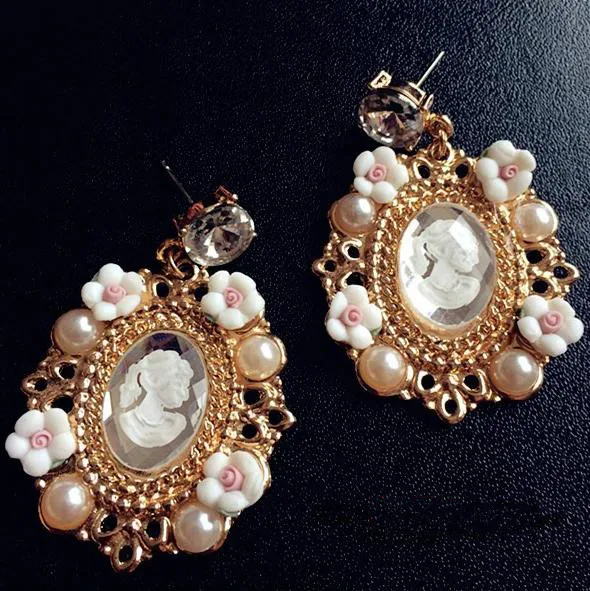 Женские длинные серьги в стиле барокко бижутерия b6.5|queen earrings|fashion flower earingsflower earrings