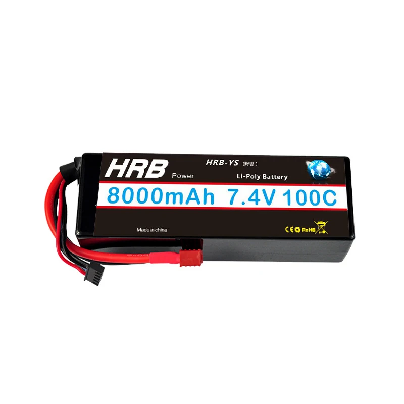 HRB 2S 7,4 V RC Lipo аккумулятор 3000mah 3300mah 4200mah 6000mAh 7000mah 8000mah 100C Жесткий Чехол для Traxxas 1/10 Scx10 автомобилей лодки