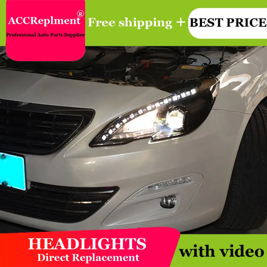 Авто. PRO головной светильник s для peugeot 408 2011- Автомобильный Стайлинг Биксеноновые линзы светодиодный светильник DRL H7 Ксеноновые фары для vw touareg