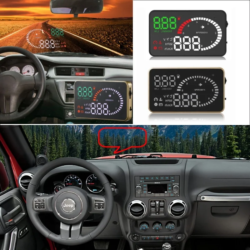 Liislee автомобилей HUD Head Up Дисплей для Jeep Wrangler JK Renegade компас Grand Cherokee-безопасный Экран проектор/OBD II разъем