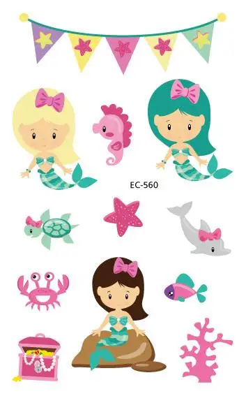 

Waterproof Temporary Tattoo Sticker Mermaid Star Fake Tatoo Tatouage Temporaire Flash Tatto Hand Foot For Girl Kids Children