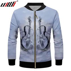 UJWI осень новая мужская модная куртка на молнии с 3D принтом гитары с длинным рукавом на молнии пальто Мужская толстовка одежда унисекс