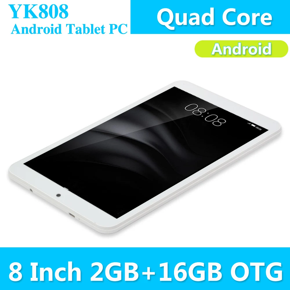 

YK808 Android Tablet PC 8 Inch Phablet Quad Core 800*1280P IPS 2GB RAM 16GB ROM 2.0MP+0.3MP OTG 3500mAh