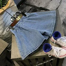 Новое поступление, детская юбка-брюки Модные Повседневные джинсы из денима для маленьких девочек Однотонные мягкие детские штаны Одежда для младенцев