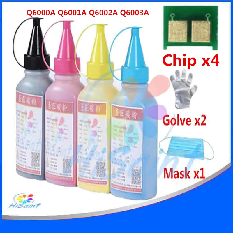 Hisaint для HP Q6000A Q6001A Q6002A Q6003A Тонер-порошок и чип Color LaserJet 1600/2600n/2605/CM1015 MFP/CM1017 MFP паника |