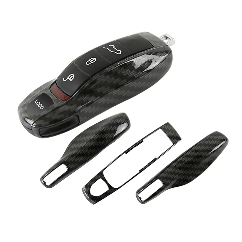 

3pcs Carbon Fiber Color FOB Remote Key Case Key Cover Modified Key Shell Refit Porsche Boxster Cayman 911 Panamera Cayenne Macan