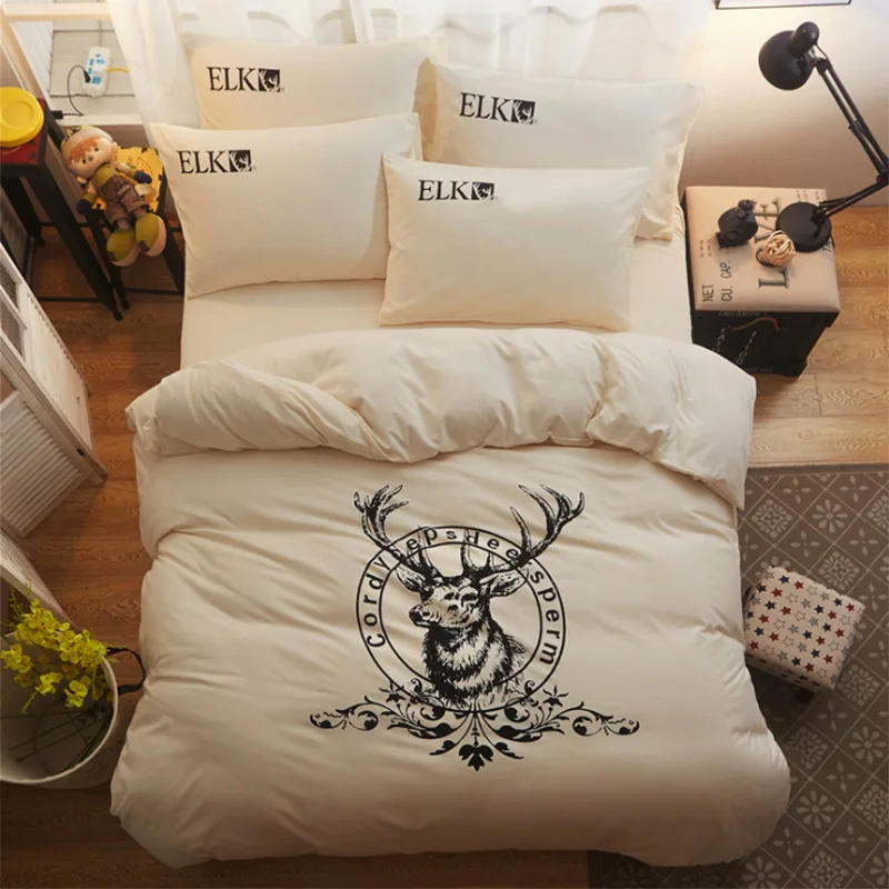 

Nordic style Elk pattern Bedding Set Reactive Printing Beding Set 4 kind of sizes 4pc bedding TJ-15