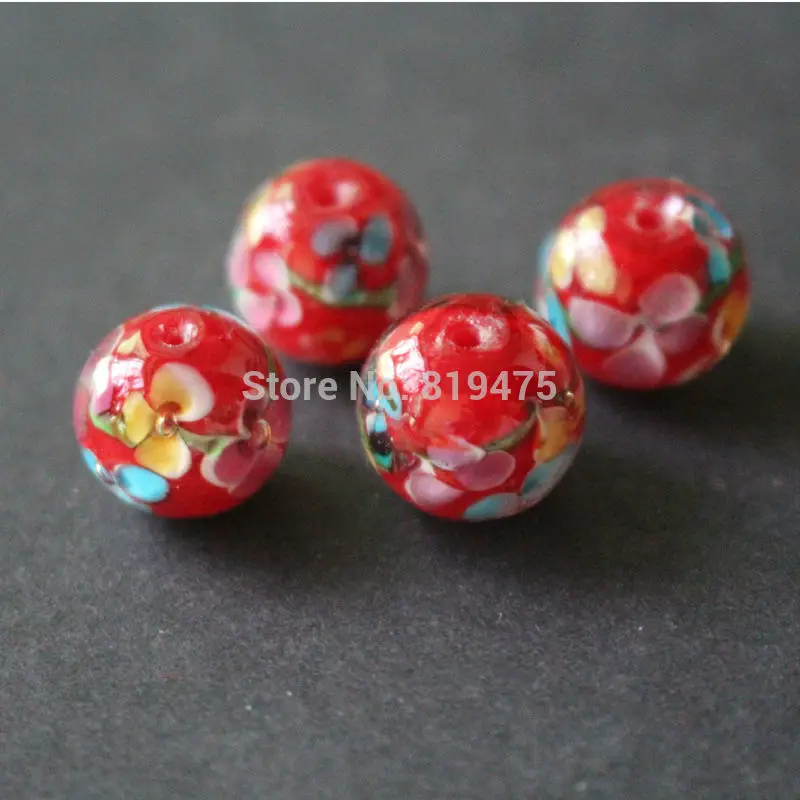 

10Pcs 14mm Handmade Glass lampwork beads Flower Beads Red for jewelry making Wholesale and Retail