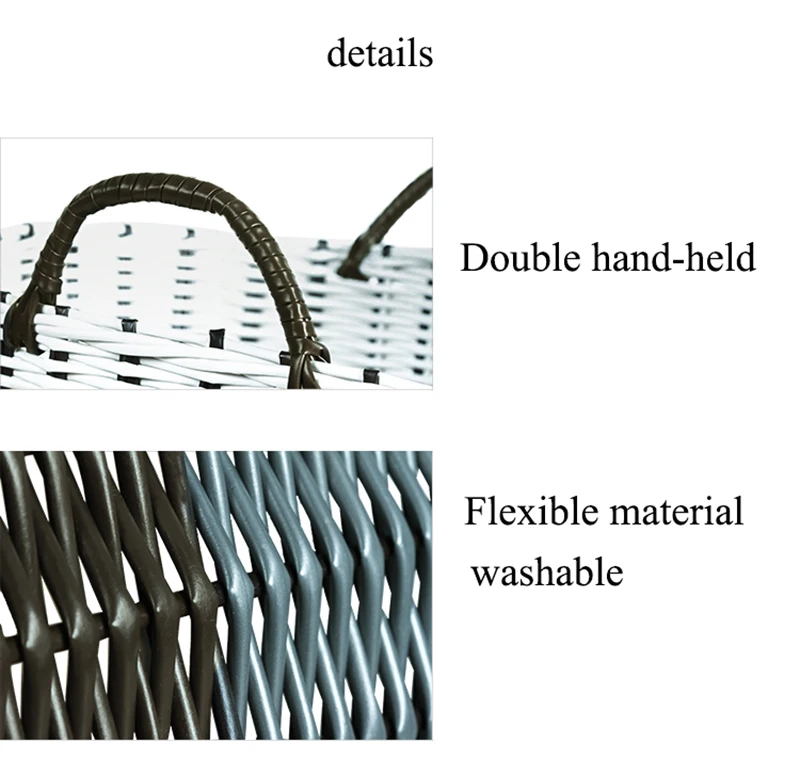 Ручная плетеная Складная грязная корзина для белья, пластиковая ротанговая корзина для хранения грязной одежды для дома и ванной комнаты, большая переносная корзина для хранения игрушек