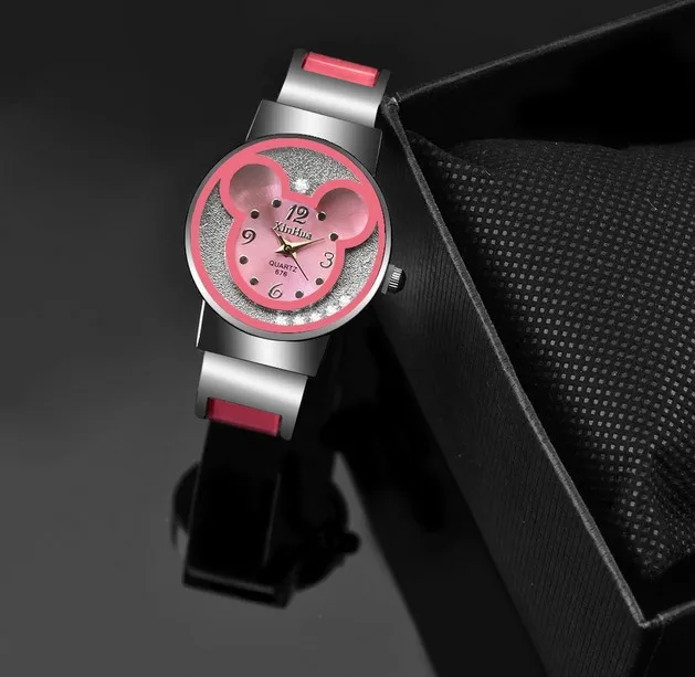 Fashion Brand Mickey Women Steel Bracelet Watch Children Kids Cartoon Quartz Casual Clock Wrist watches relogio crianca mulheres