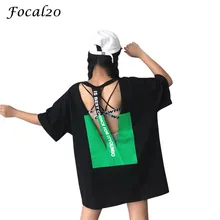 Focal20 уличная хит цвет открытая блузка на бретелях женская футболка короткий рукав Двусторонняя Повседневная свободная футболка женская футболка Топ