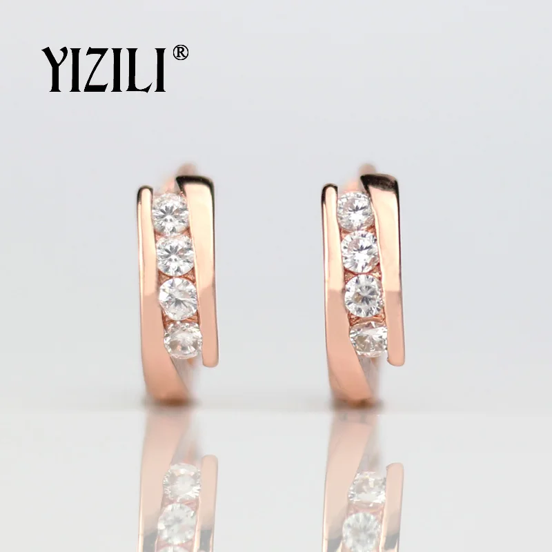 Серьги подвески YIZILI из розового золота 585 пробы с натуральным