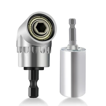 

Universal Torque Wrench Head Power Drill Ratchet Spanner Key 7-19mm And 105 Degree Right Angle Extension 1/4" Drive Bit Tool Set