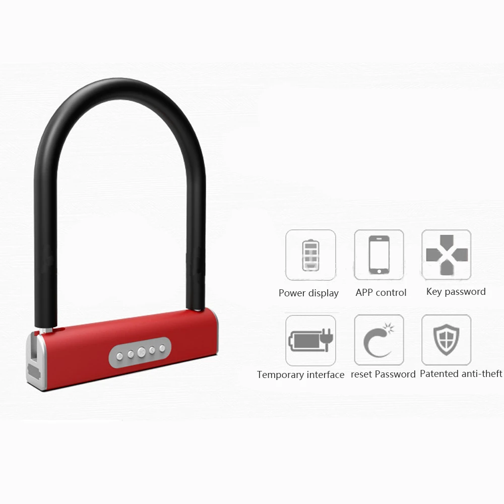 Smart Bluetooth Keyless U type Lock Waterproof APP Button Anti-Theft Password Door Luggage Padlock