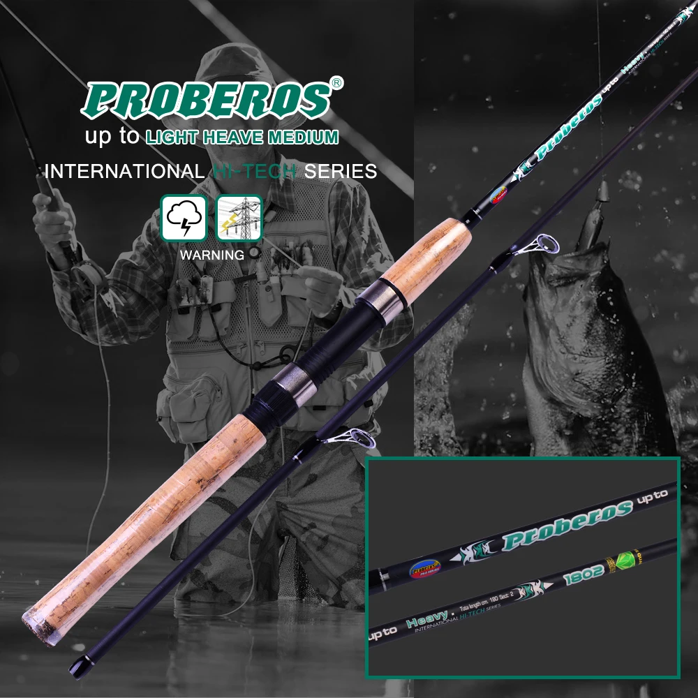 

PRO BEROS Fishing Rod 1PC Fishing Rod 1.8m/2.1m 40T High Carbon Lure Rod Matte Black Color Spinning Hand Fishing Tackle Sea