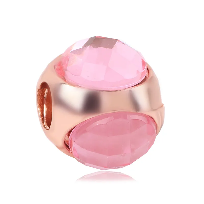 New Rose Gold Blush Pink Magnolia Bloom Bead Fit Original Pandora Charms Silver 925 Women Bracelet Jewelry DIY Making Gifts