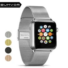  BUMVOR Milanese Loop Stainless Steel Watchband for Apple Watch Series 4/3/2/1 Double Buckle 44/40/42/38MM Strap For iwatch Band