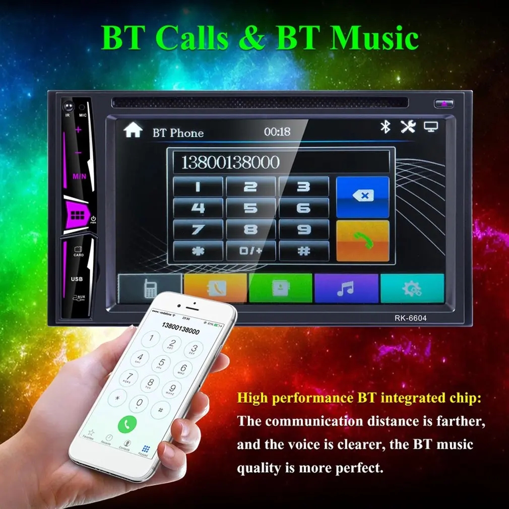 

Newest6.2" 2 Din Car MP5 Player High-definition Digital Touch Screen Car Radio Universal DVD Player Support Rear View Camera