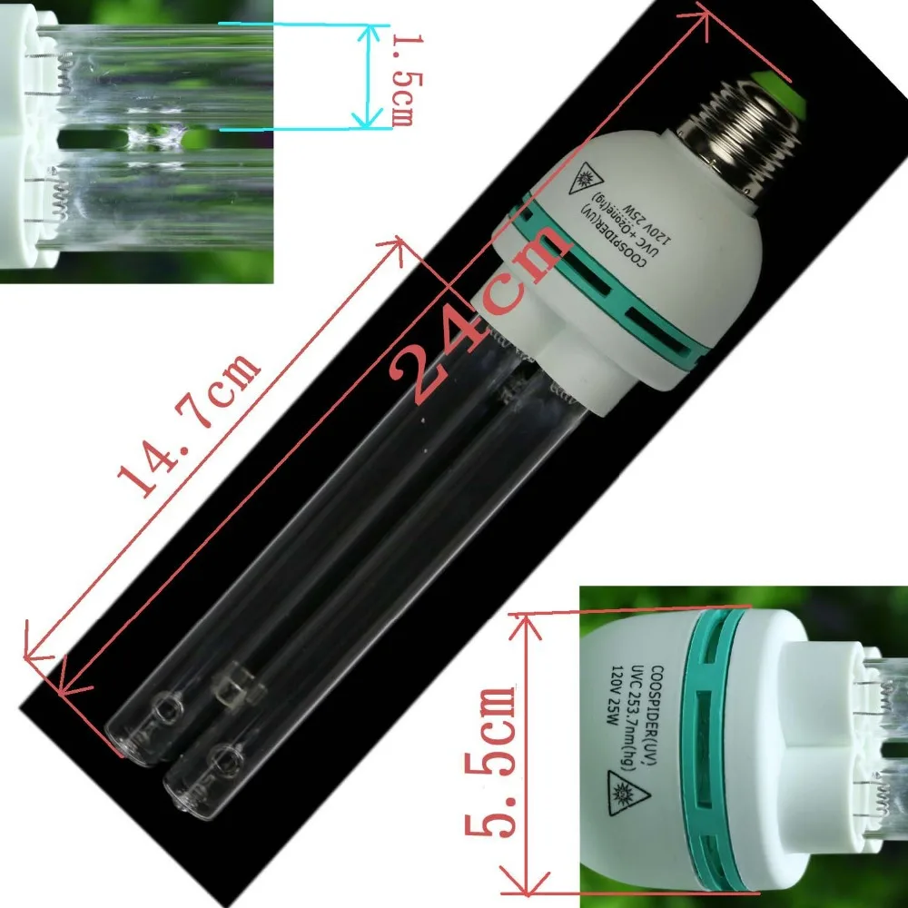 Кварцевая УФ бактерицидная лампа UVC CFL напряжение 110 В мощность 25 Вт 15 E27 база для
