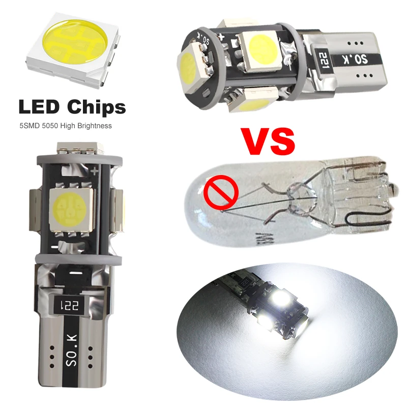 T10 LED W5W 100 168 ���� Canbus ���� ���� 194 SMD 5 SMD ��� LED �ڵ��� ����Ʈ ���� ���� ��� ���ڴ� ���� Ʈ�� ����Ʈ 12V, 5050 ��