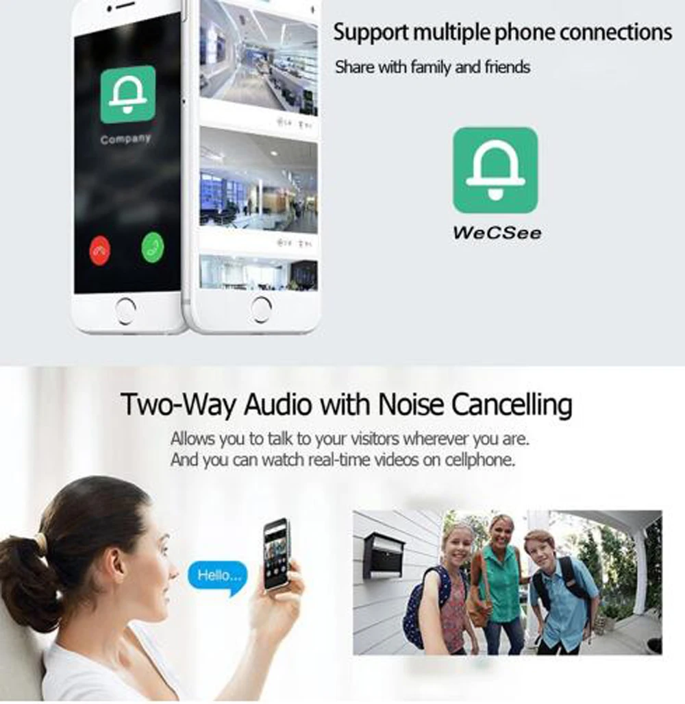 Wifi дверной звонок, беспроводное приложение для управления звонками, IOS Andriod глазок, wifi, умный 4," монитор, дверной звонок, монитор, деление, сигнализация, видео вызов