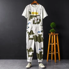 Супер горячий камуфляжный комбинезон мужской корейской версии Пара хип хоп луч ноги шаровары брюки ремень брюки мужские брюки