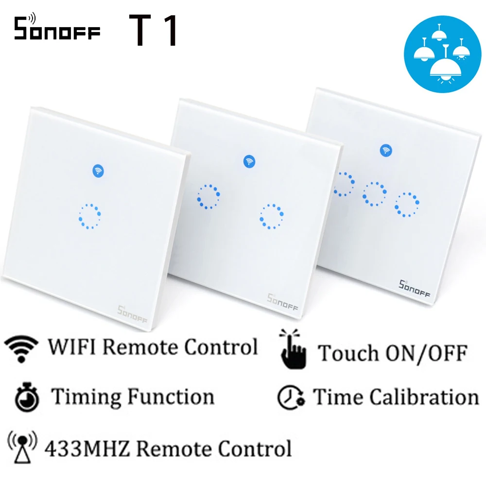 ITEAD Sonoff T1 EU UK US Smart WiFi APP/сенсорный настенный выключатель света 1/2/3 Gang 86 Тип