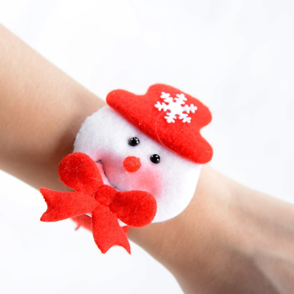 Christmas Snap Slap on Santa Claus Snowman Reindeer Bear Wristband Bracelet photo