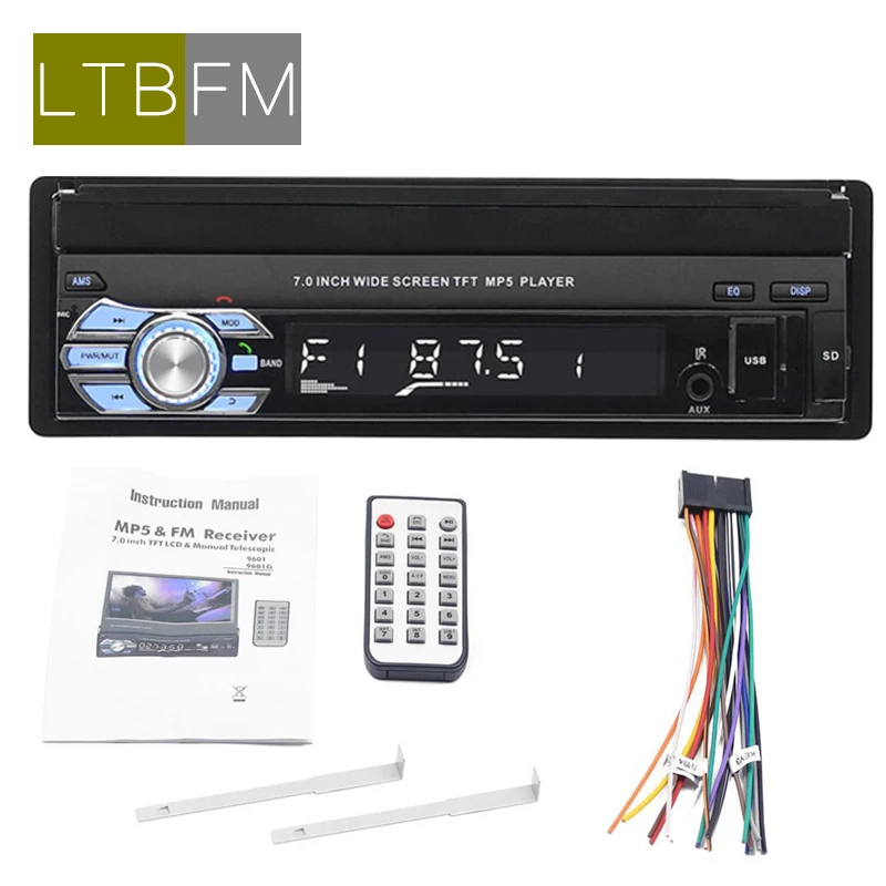 LTBFM 1din автомобильный проигрыватель с радио и GPS " HD выдвижной сенсорный экран автомобиля стерео Универсальный авторадио FM видео плеер MP5 Bluetooth USB