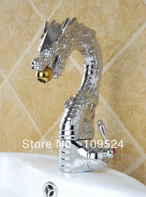 Free shipping chrome clour single hole dragon sink faucet bathroom