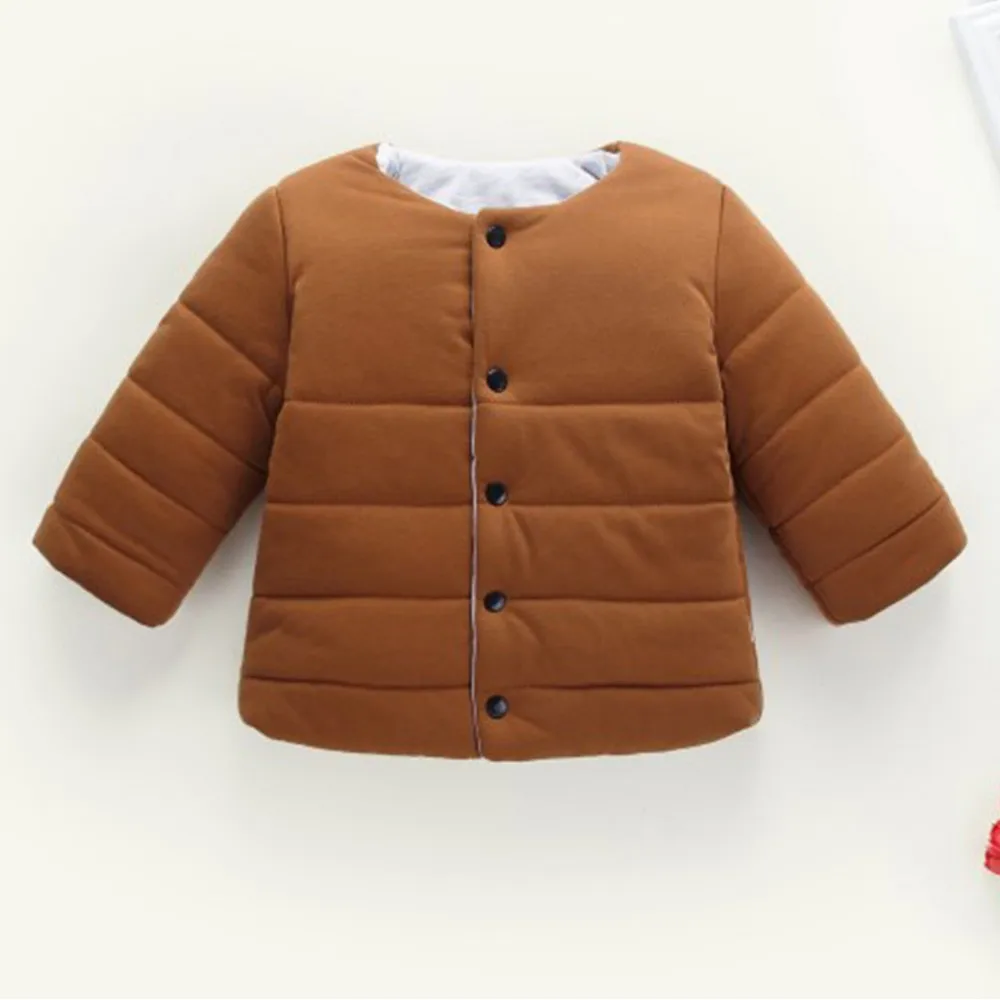 Осенне-зимняя детская куртка детское зимнее однотонное пальто для маленьких девочек и мальчиков куртка-плащ плотная теплая верхняя одежда Детские пальто