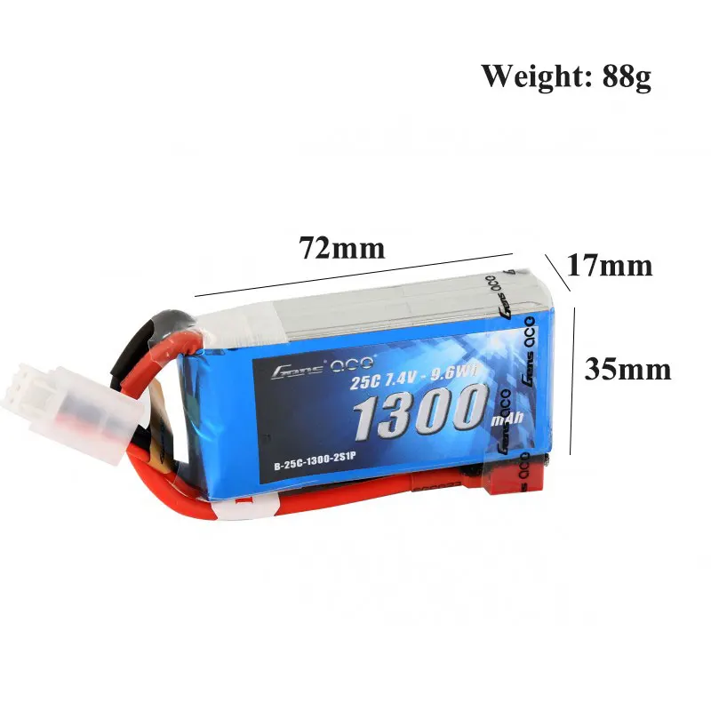 B-25C-1300-2S1P Gens ace 1300mAh 7.4V 25C 2S1P Lipo Battery Pack