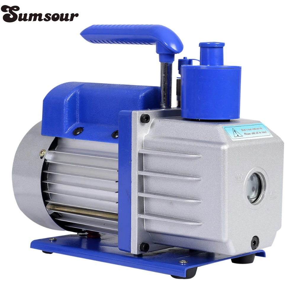 Dual 2 Stage 4CFM 1/3HP Rotary Vane Deep Vacuum Pump HVAC AC Air tool