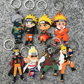 

Japanese Naruto PVC action figure Naruto Uzumaki keychain Double Side Figure Pendant Kakashi Sasuke Vortex Naruto Parker keyring