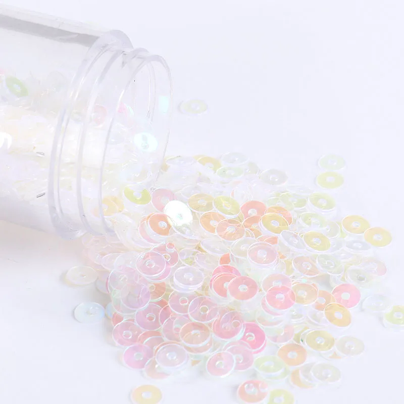 

50g(10000pcs) Transparent color 4mm Flat round loose sequins Paillettes sewing Wedding craft Good quality Free Shipping
