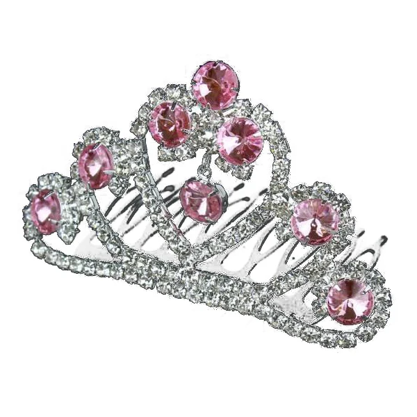 Hair Jewelry Little Princess Pink Crystal Hair Girls' Tiara Little Hair