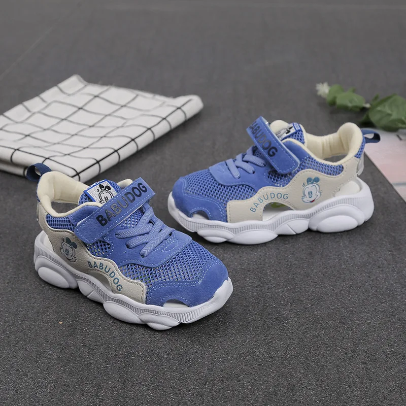 ZYJ Kids Summer Sport Shoes Boys Girls Closed Toe Sandals Cartoon Anti Slip Leather Hook & Loop Mesh Baby Beach Sandal Shoes (16)