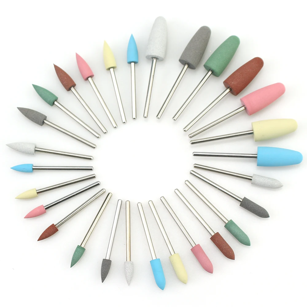 

28 Types Rubber Silicone Pedicure Drill Bits Nail Buffer Rotary Mills Burr for Manicure Drill Accessories Foot Polishing Tools