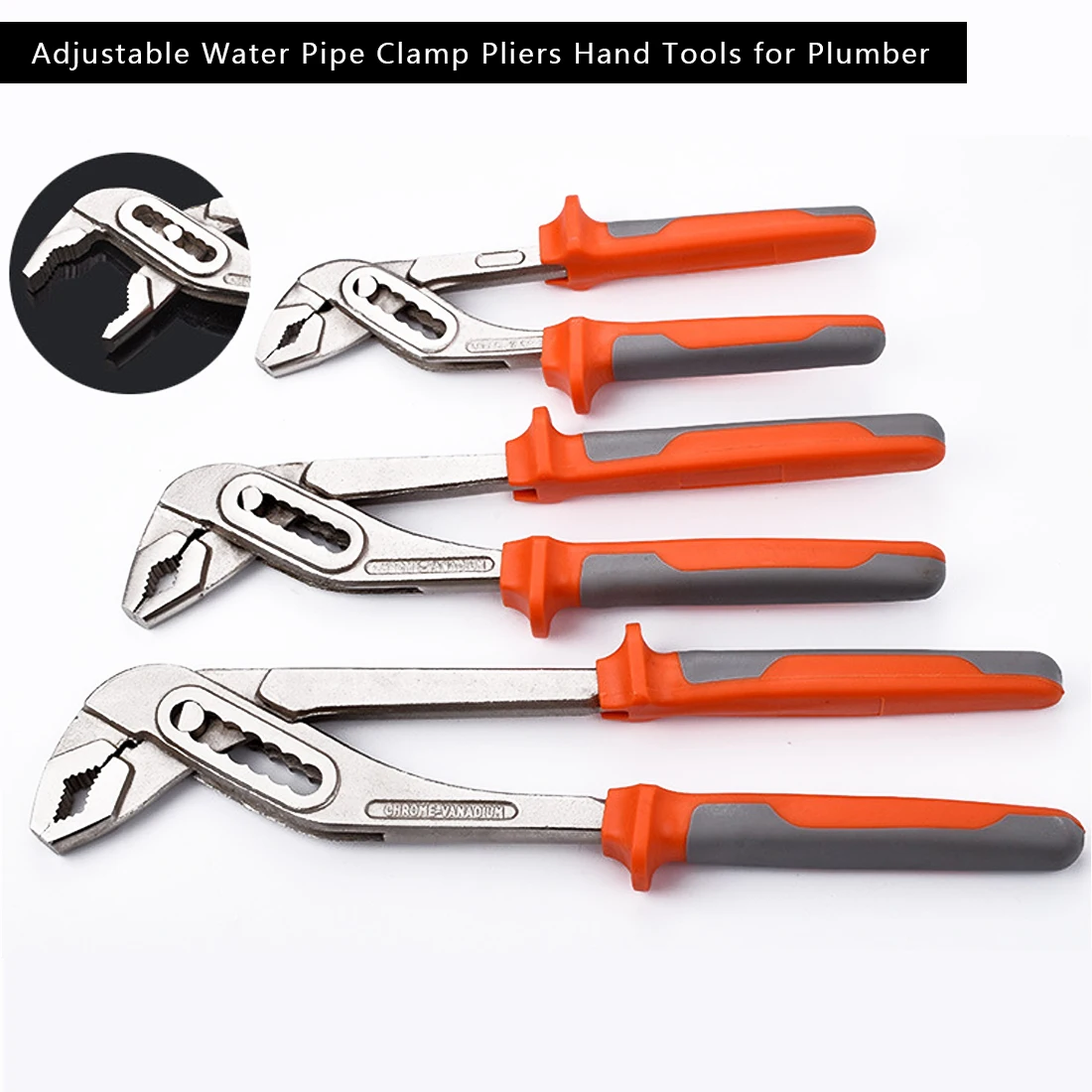 

Universal Adjustable Water Pipe Clamp Pliers 8"/10"/12" Heavy Duty Quick Pipe Wrenches Large Opening for Plumber Hand Tools