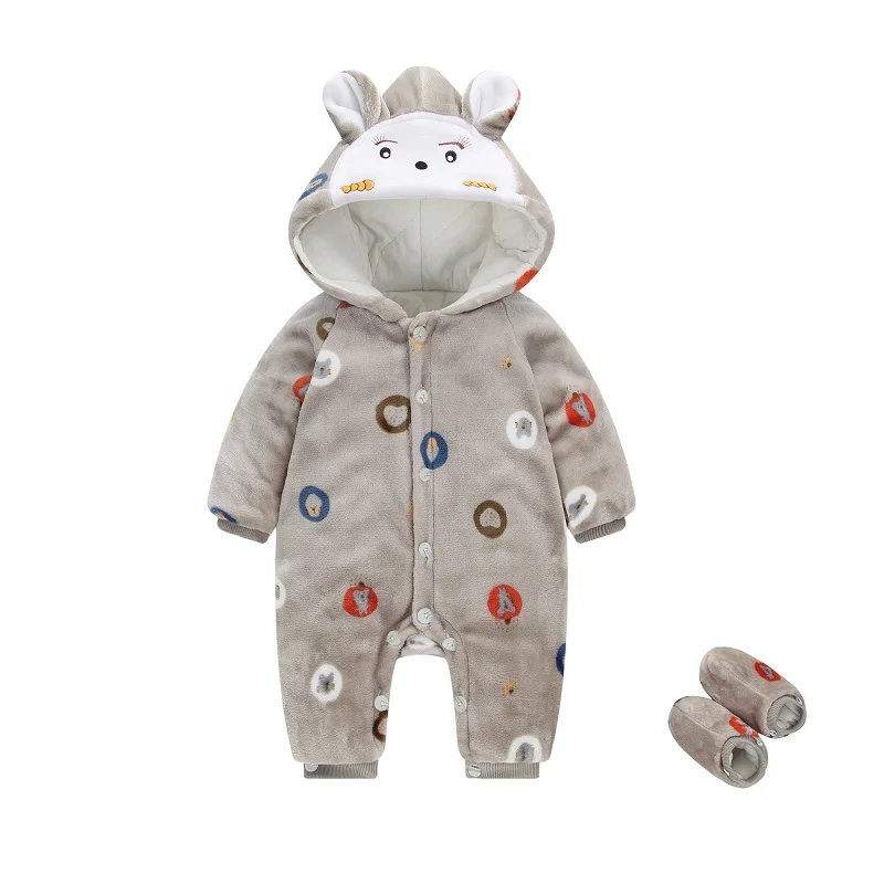 Зимняя плотная одежда для малышей; куртки с капюшоном для новорожденных; флисовые комбинезоны для мальчиков+ комплекты обуви; костюм кролика; раннее пеленание - Цвет: A5