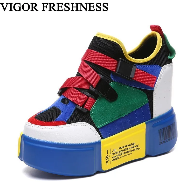 

VIGOR FRESHNESS Pumps Women Platform Shoes Height Increasing Woman Shoes Autumn Tennis Shoes Spring White Sneakers 11CM WY148