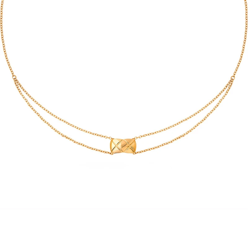 

High-grade Lingge Double Necklace Women's Trend in Europe and America